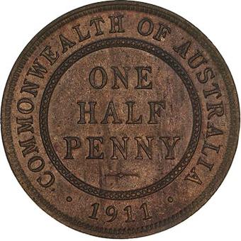 1923 Australia Half Penny reverse