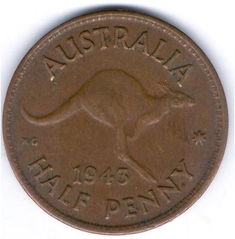 1938 Australia Half Penny reverse