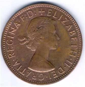 1953 - A. Australia Penny obverse