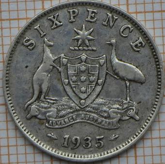 1920 - M Australia Sixpence reverse