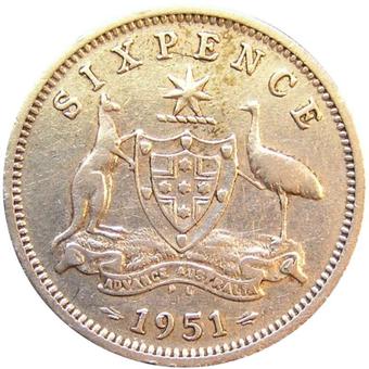 1943 - D Australia Sixpence reverse