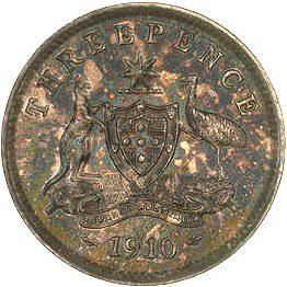 1910 Australia Threepence reverse