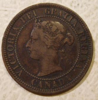 1891 - LL - LD - Obverse # 3 Canada 1 Cent obverse