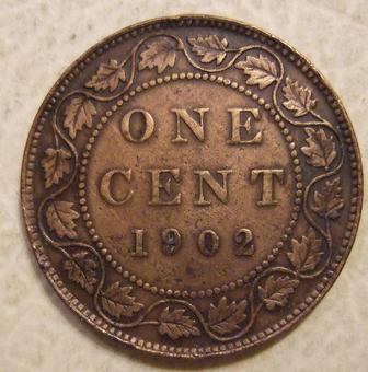 1908 Canada 1 Cent reverse