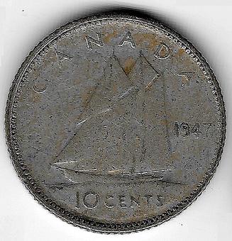 1939 Canada 10 Cents reverse
