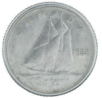 1960 Canada 10 Cents reverse