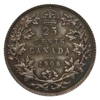 1908 Canada 25 Cents reverse