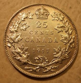 1918 Canada 25 Cents reverse