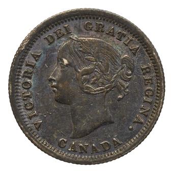 1858 - Large Date - Double 8 #2 Canada 5 Cents obverse