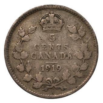 1918 Canada 5 Cents reverse