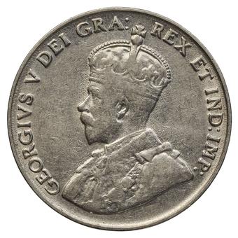1922 - Far Rim Canada 5 Cents obverse