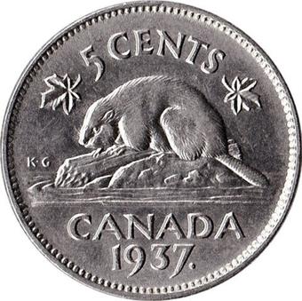 1944 - Tombac Canada 5 Cents reverse