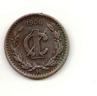 1905 Wide date Mexico 1 Centavo reverse