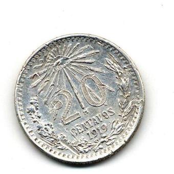 1919 Mexico 20 Centavos reverse