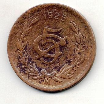 1925 Mexico 5 Centavos reverse